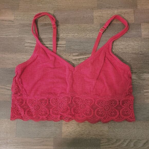 Aerie Red Lace Bralette Size Medium - Picture 1 of 2
